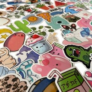 New 300+ Vinyl Stickers LOT Waterproof Fun Colorful Kawaii Animals Food Plants